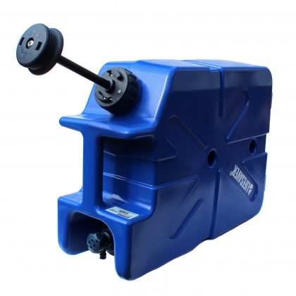 Laden Sie das Bild in Galerie -Viewer, Blue LifeSaver Jerrycan lying down with pump handle extended