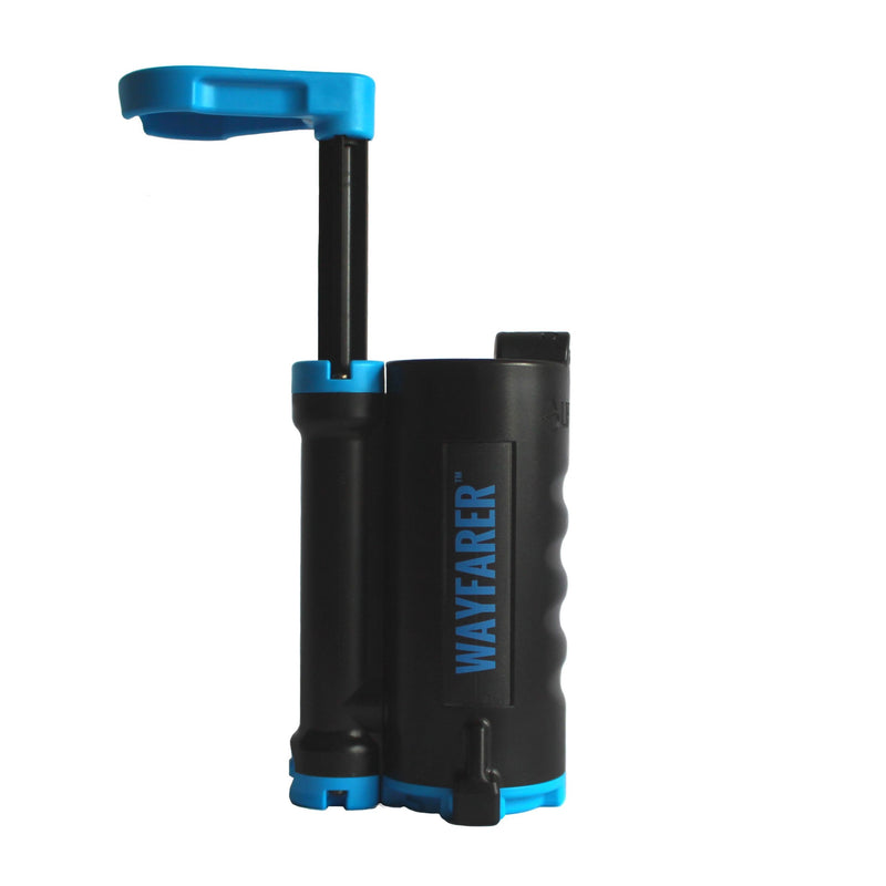 Laden Sie das Bild in Galerie -Viewer, LifeSaver Wayfarer portable water purifier shown with the pump handle extended