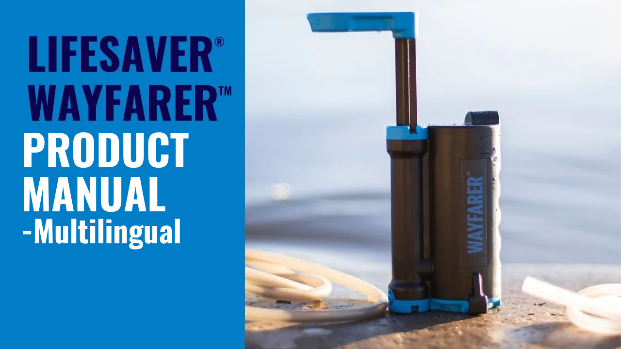 Wayfarer product manual with pump on a beach background