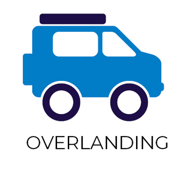 Blue4x4 icon with 'OVERLANDING' text on a white background