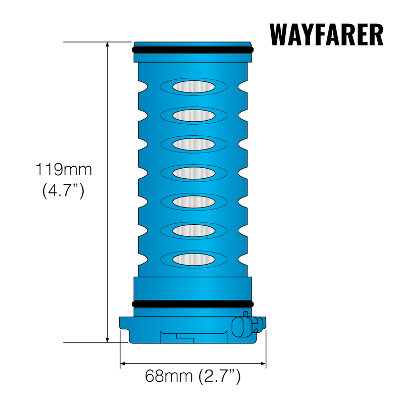 Laden Sie das Bild in Galerie -Viewer, Graphic showing the dimensions of a Wayfarer Filter Cartridge
